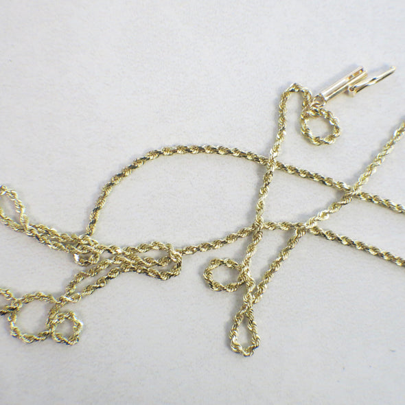 14K Yellow Gold Rope Chain Necklace | 24 Inch Classic Twisted Chain 1.6 mm