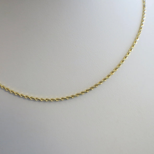 20 Inch 14K Yellow Gold Rope Chain Necklace | Heavy 2.3mm Gold Chain | 9.4g Solid Gold | Unisex Jewelry | Classic Real Gold Necklace