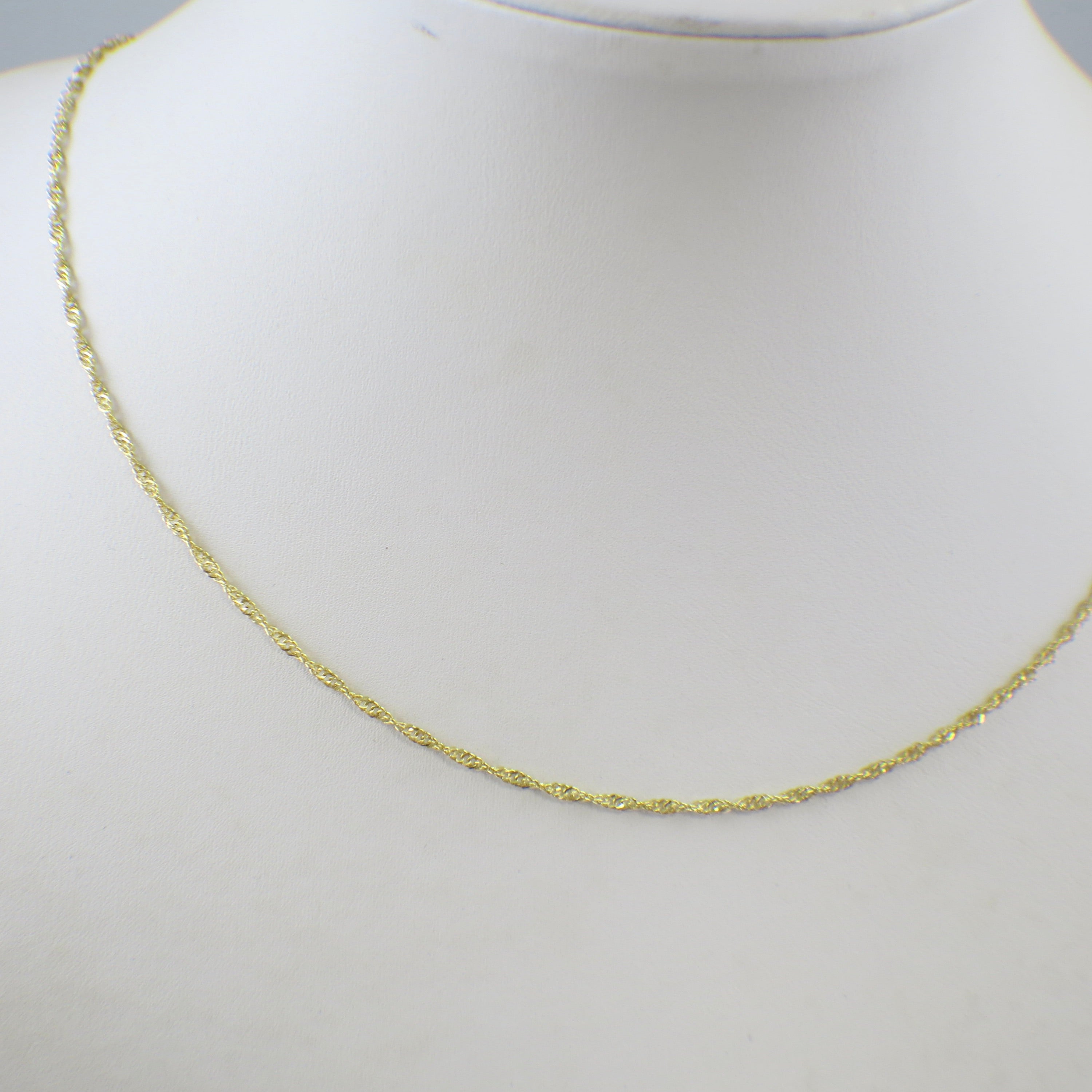 14K Yellow Gold Diamond Cut Singapore Chain – 18 Inch 1.86mm Solid Gold Necklace