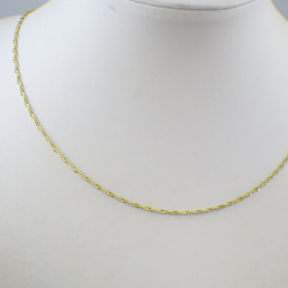 14K Yellow Gold Diamond Cut Singapore Chain – 18 Inch 1.86mm Solid Gold Necklace