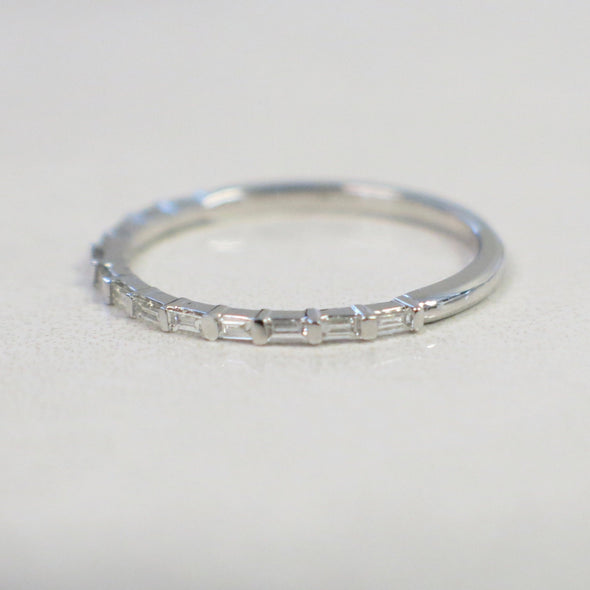 14K Gold Baguette Diamond Wedding Band – Stackable East West Anniversary Ring