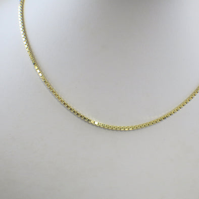 14K Yellow Gold Box Chain Necklace – 15.5" Choker, 1.9 mm Wide, 10.7 g