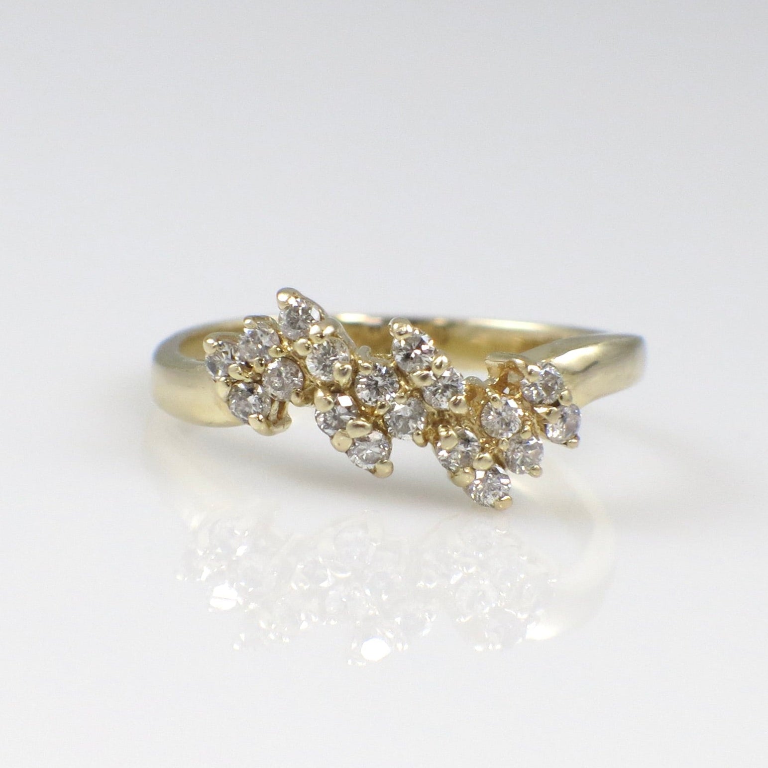 14K Yellow Gold Diamond Cluster Ring