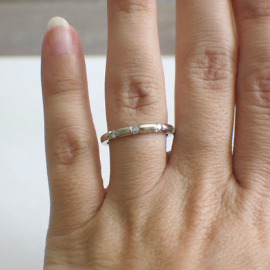 14K White Gold Diamond Band – Four Stone Gypsy Flush Set Stacking Ring Size 6.75