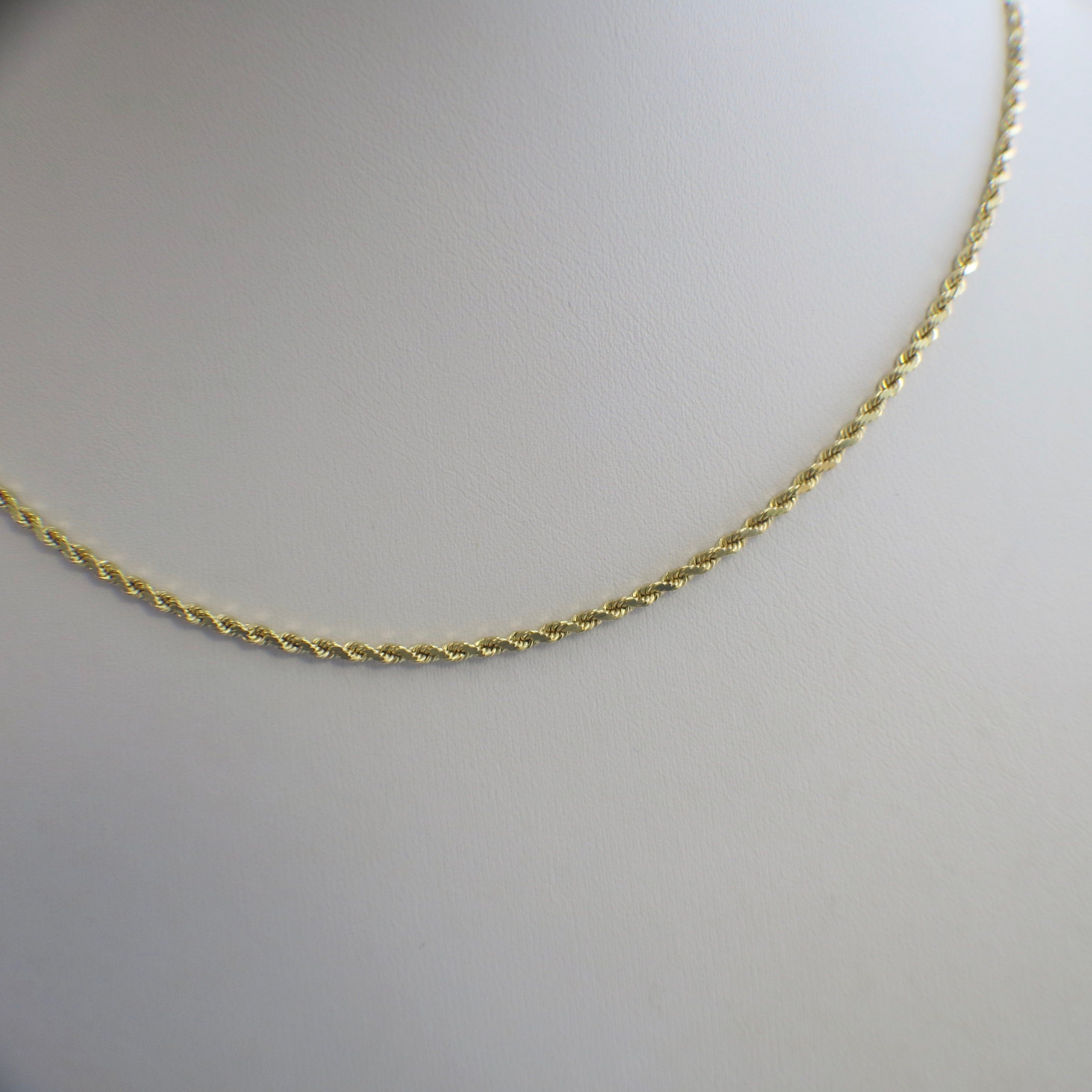 20 Inch 14K Yellow Gold Rope Chain Necklace – Heavy 2.3 mm, 9.4 g - Black Market LLC