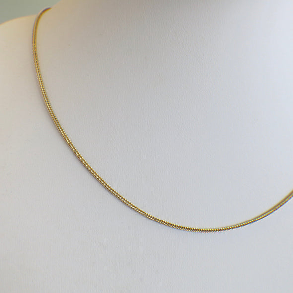 14K Gold Herringbone Box Chain Necklace Mixed Link 18 Inch Layering