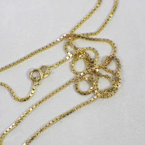 14K Yellow Gold Box Chain Necklace | 22 Inch Layering Chain 1.3 mm
