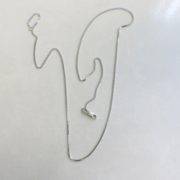14K White Gold Box Chain Necklace 20 Inch 1mm Vintage Jewelry