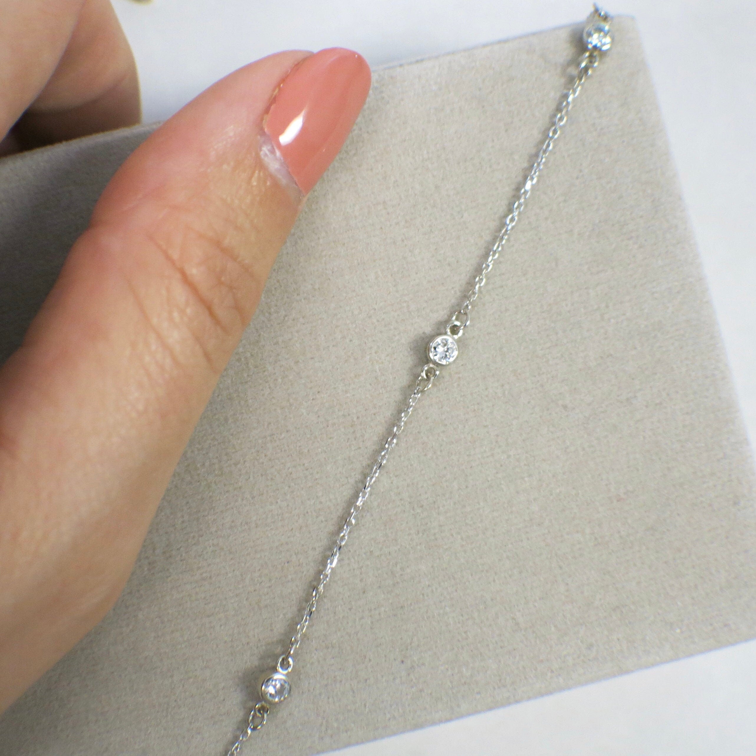 14K Gold Diamond Bezel Station Bracelet | .30ctw in White, Yellow, or Rose Gold - Black Market LLC