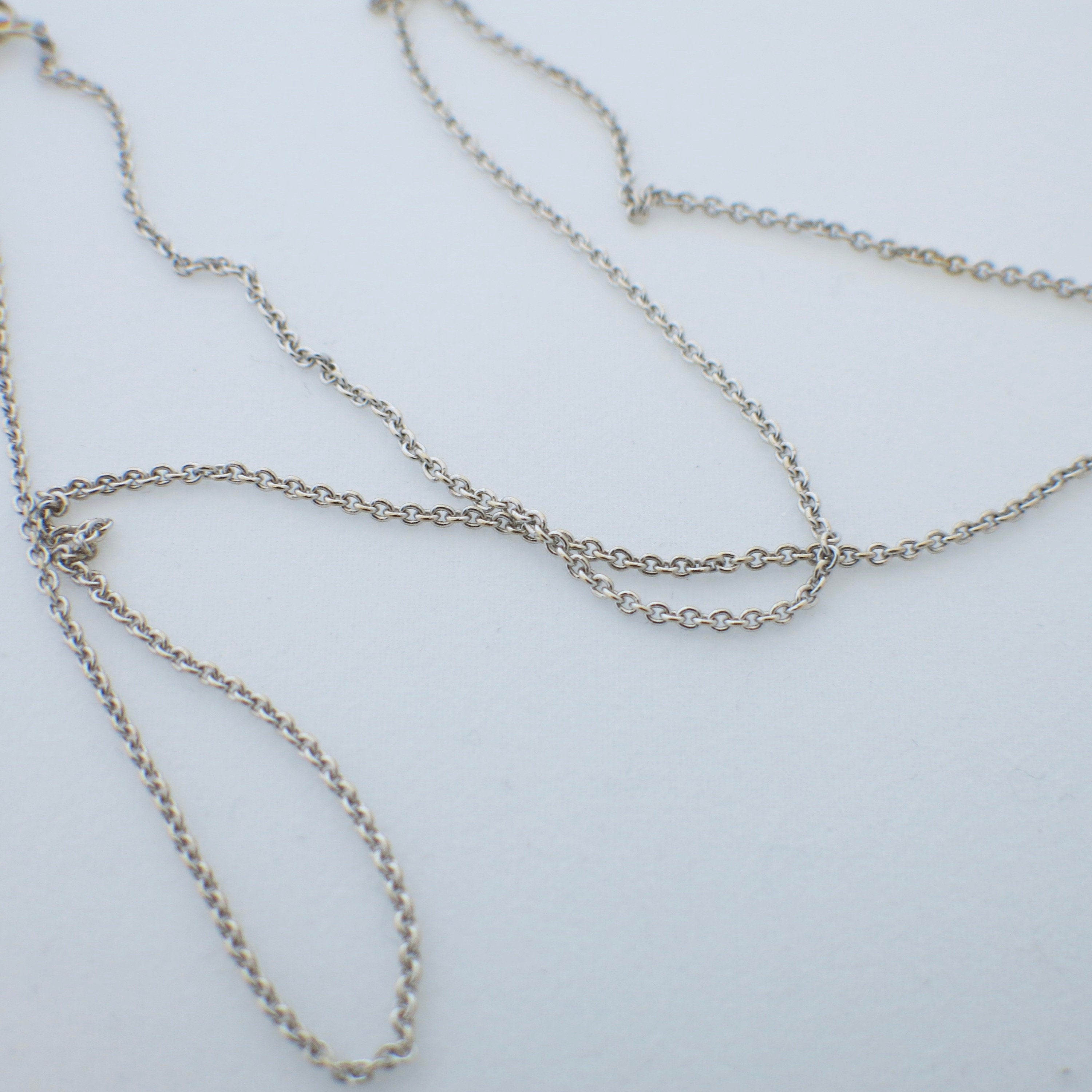 18K White Gold Cable Chain Necklace – 18 Inch, 1.5mm, Fine Jewelry - Black Market LLC