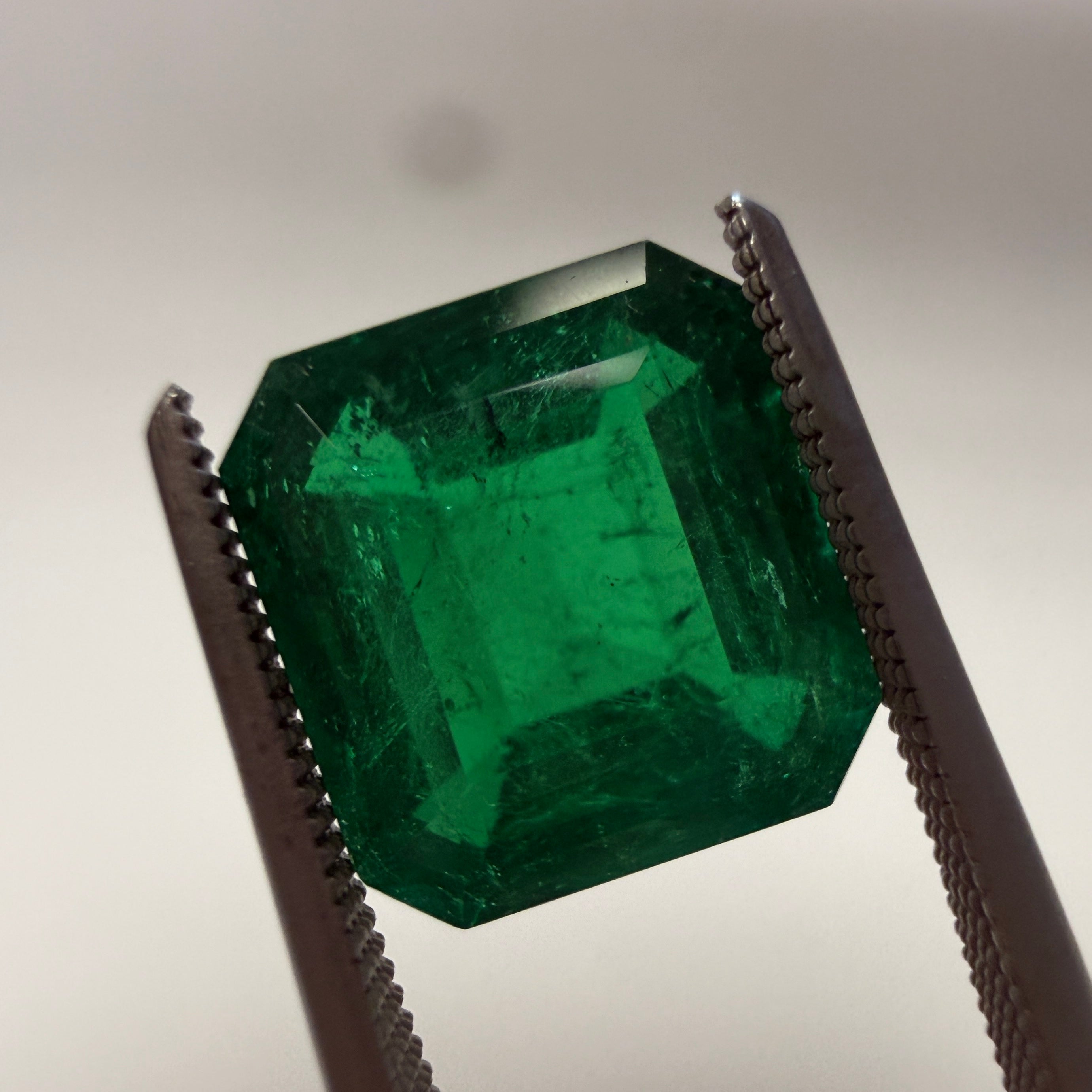 GIA Certified Emerald 2.43ct Octagonal Step Cut, F1 Minor Enhancement, 8.44 x 7.85mm