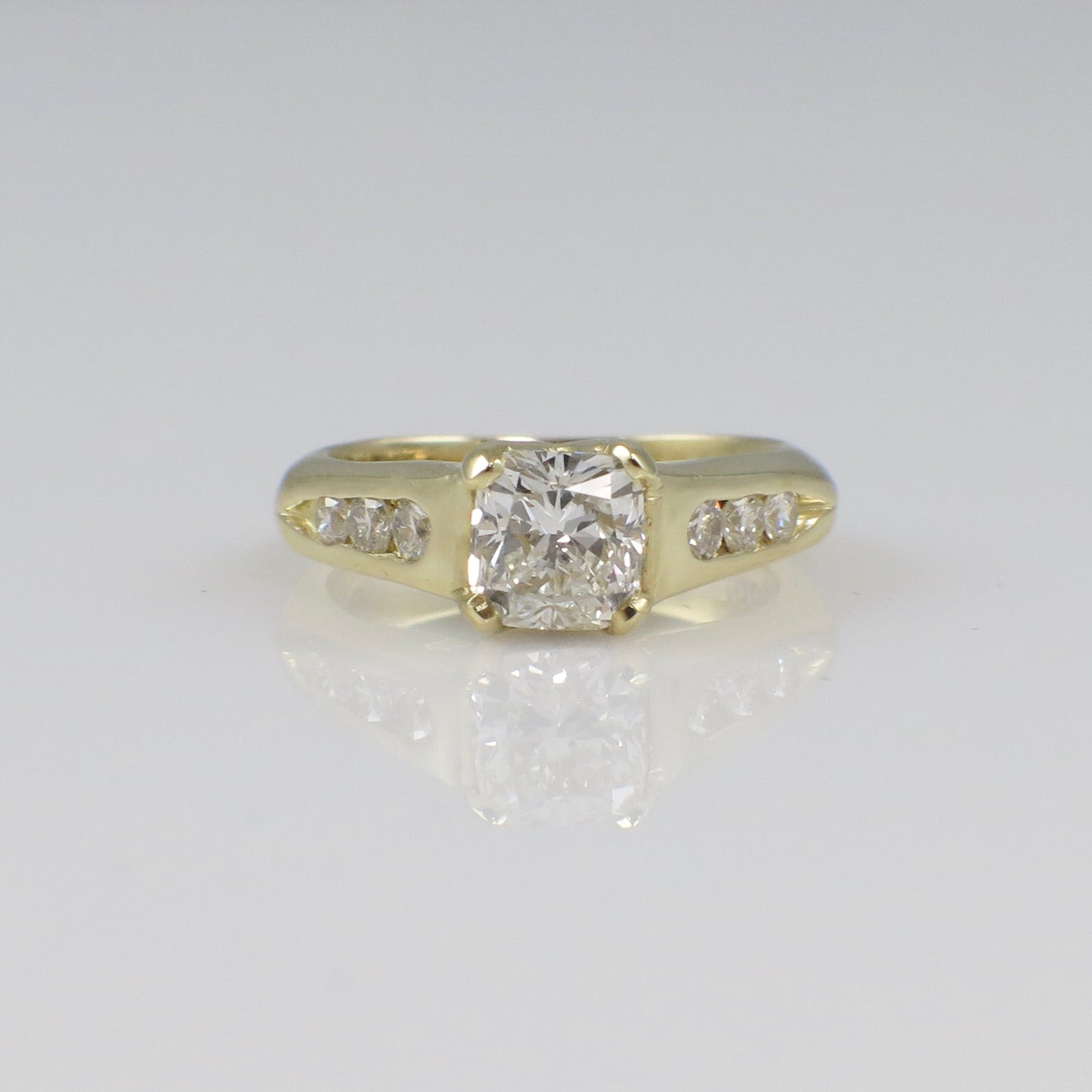 18K Yellow Gold GIA Certified Cushion Diamond Engagement Ring