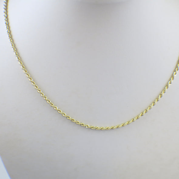 14K Yellow Gold Rope Chain Necklace – Heavy 24", 2.4 mm, 13.2 g