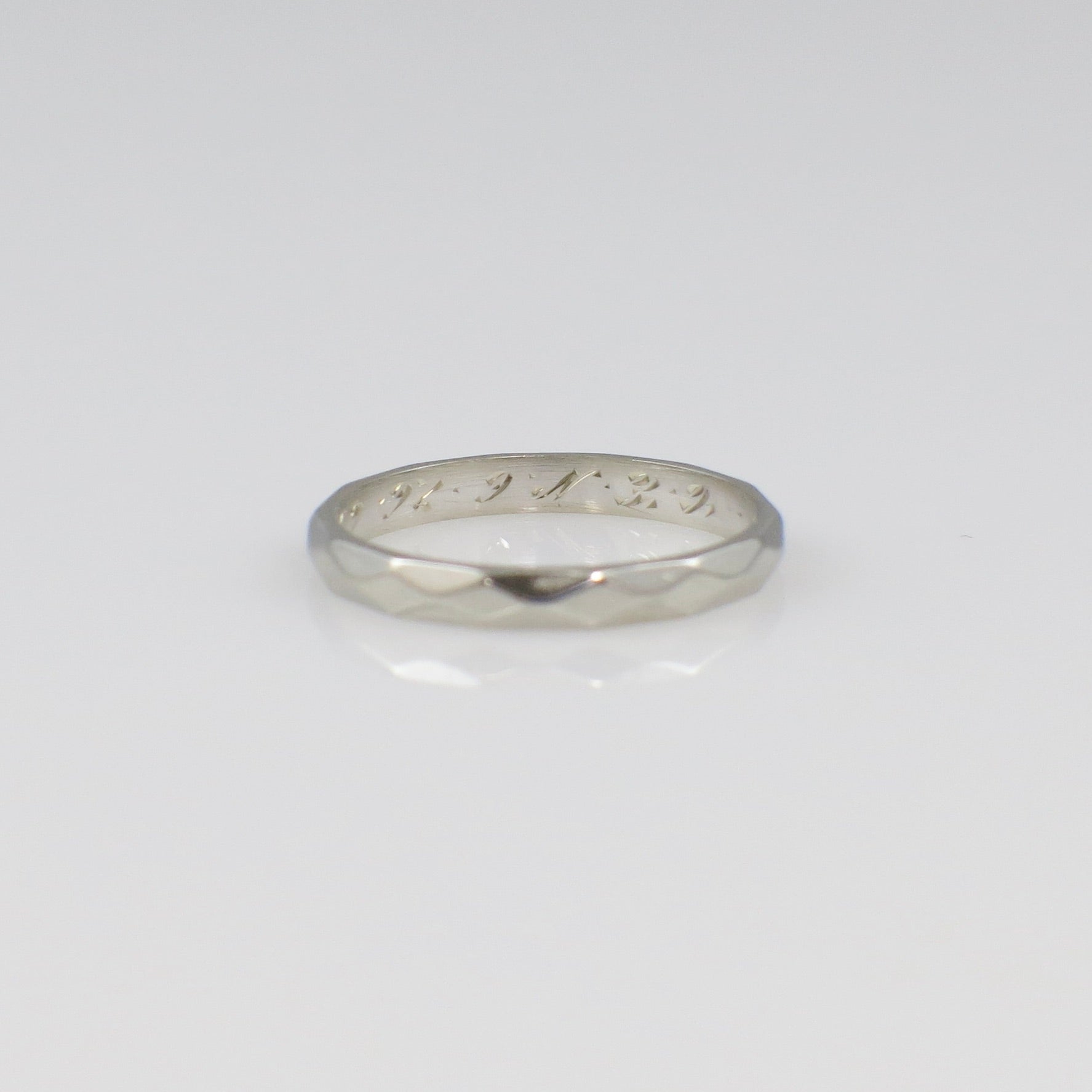 14K White Gold Hammered Band Ring