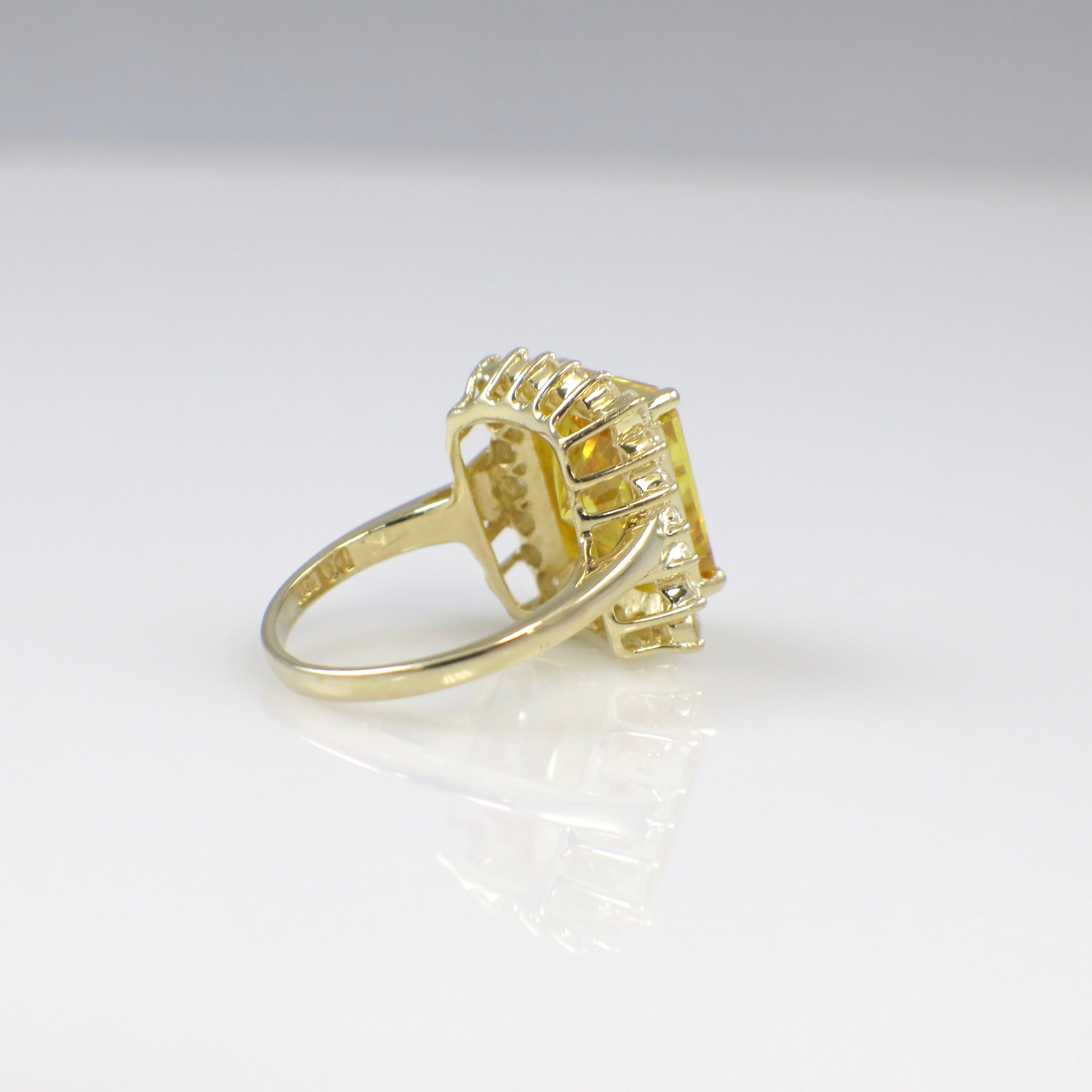 14K Yellow Gold CZ Cocktail Statement Ring