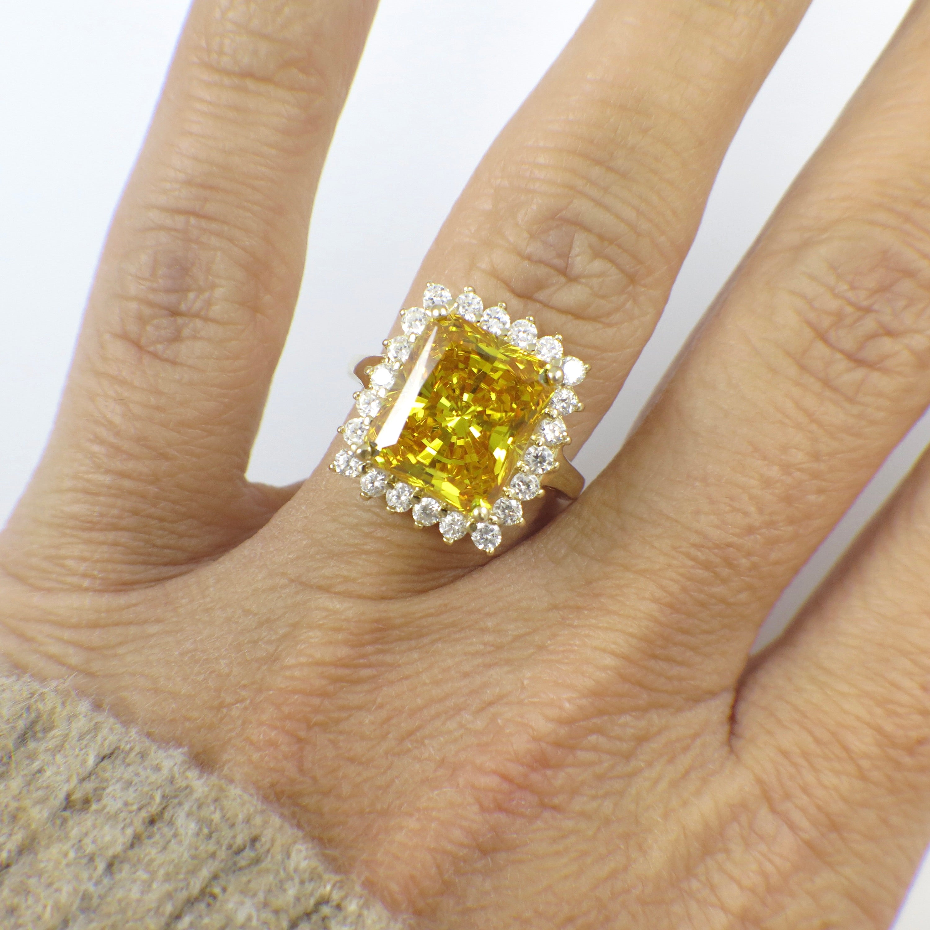 14K Yellow Gold CZ Cocktail Statement Ring