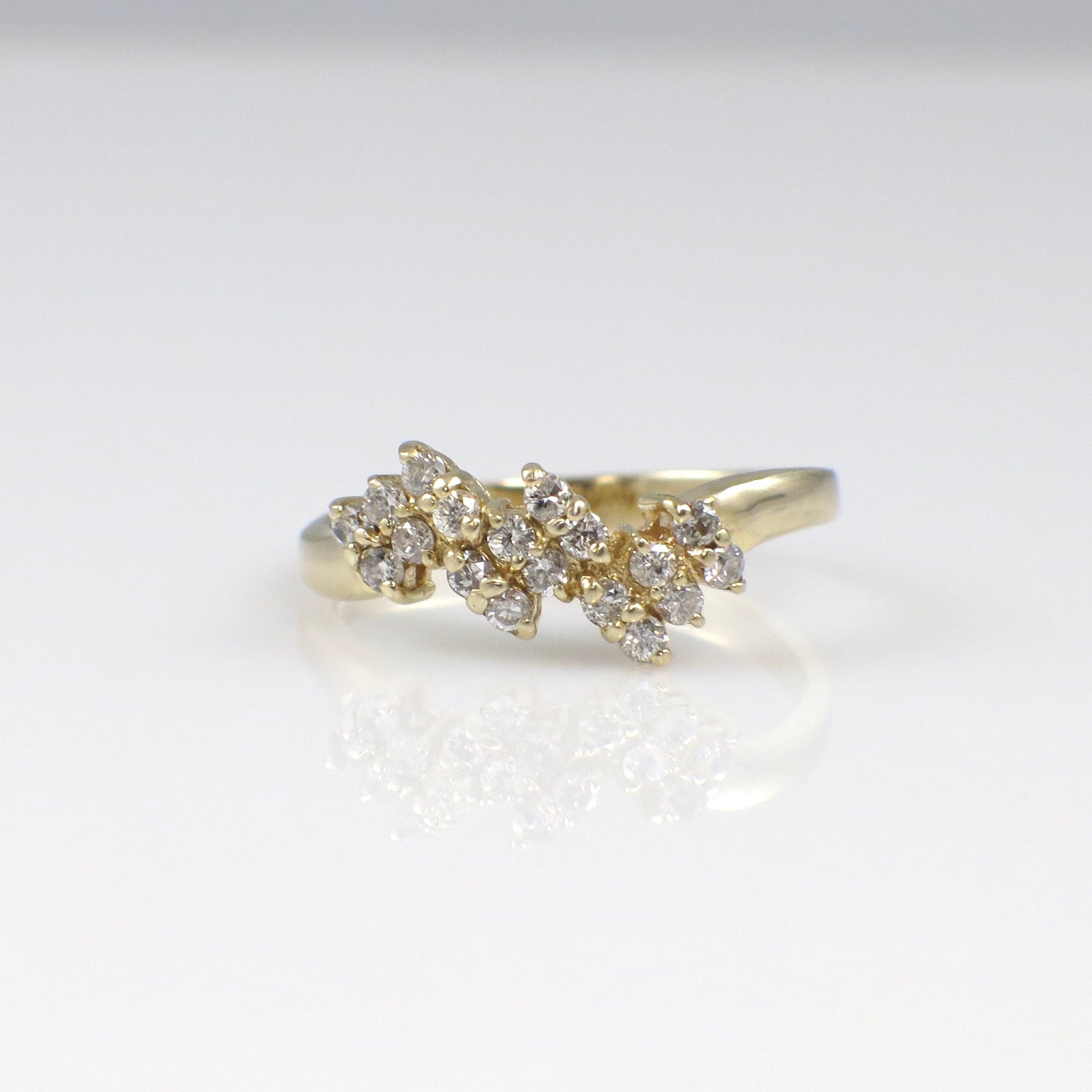 14K Yellow Gold Diamond Cluster Ring