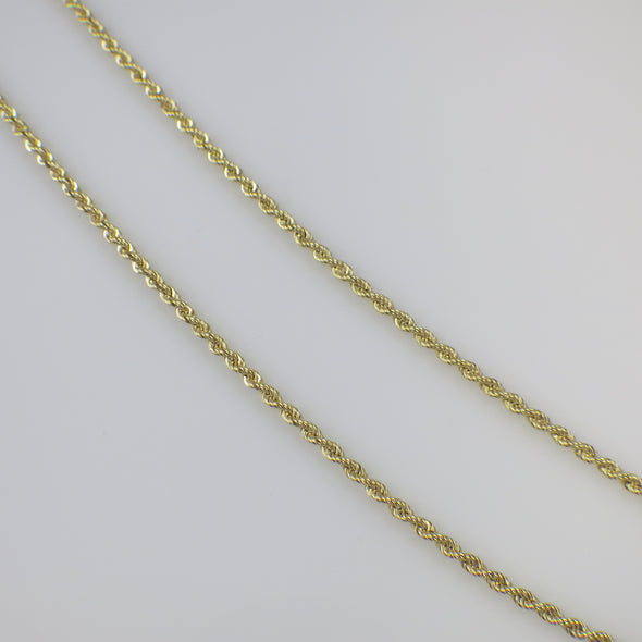 14K Yellow Gold Rope Chain Necklace – Heavy 24", 2.4 mm, 13.2 g
