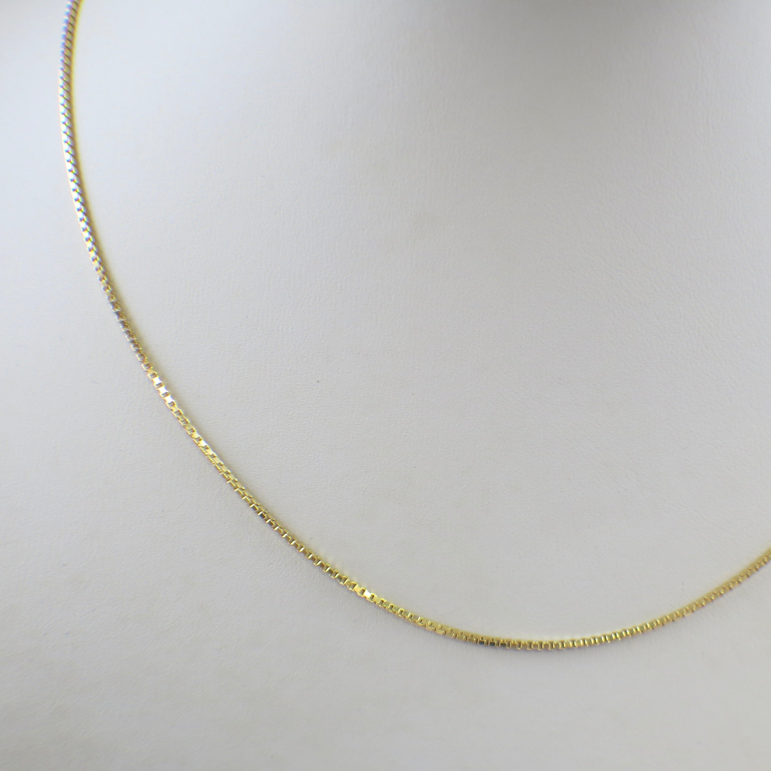 14K Yellow Gold Box Chain Necklace | 22 Inch Layering Chain 1.3 mm