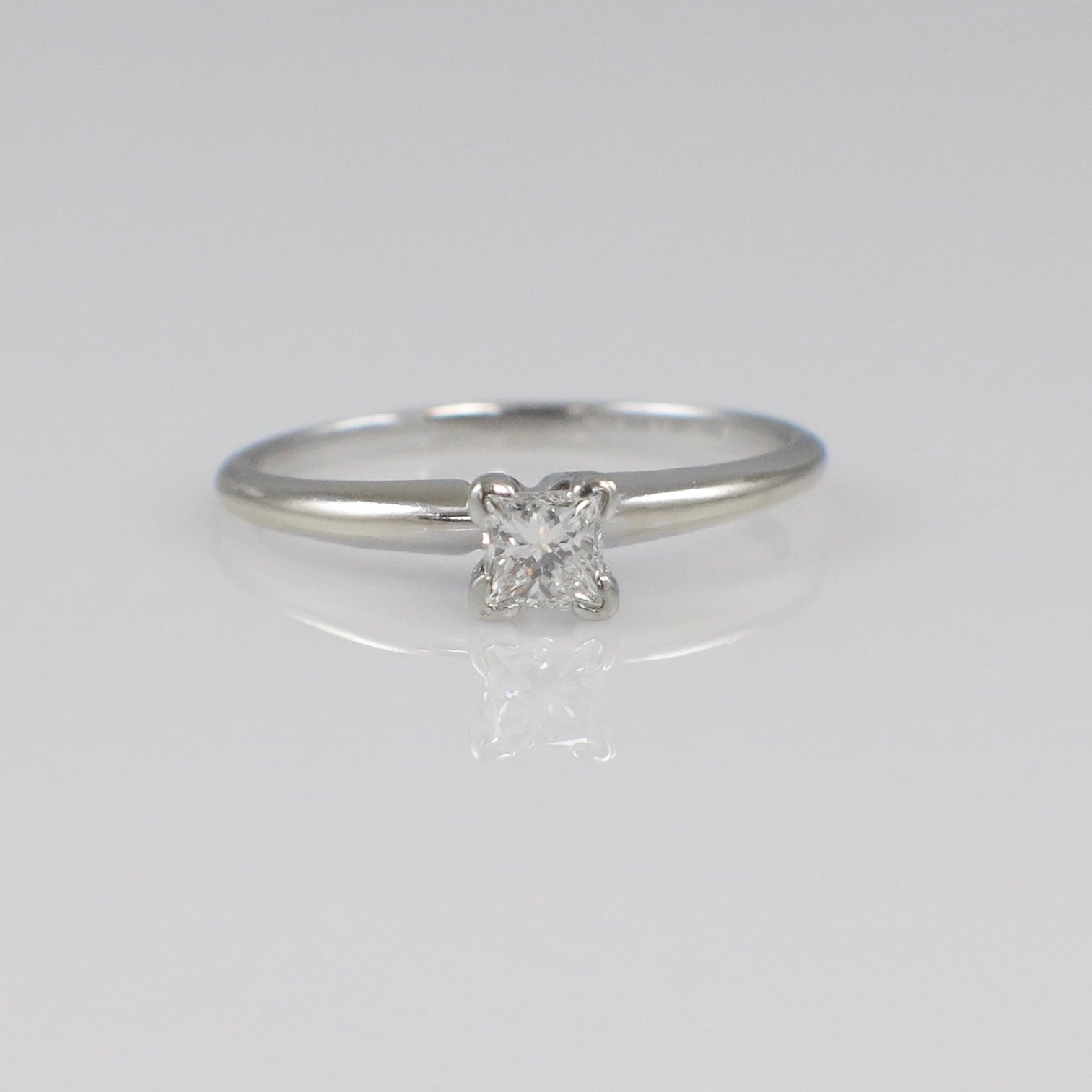 14K White Gold Princess Cut Diamond Solitaire Ring
