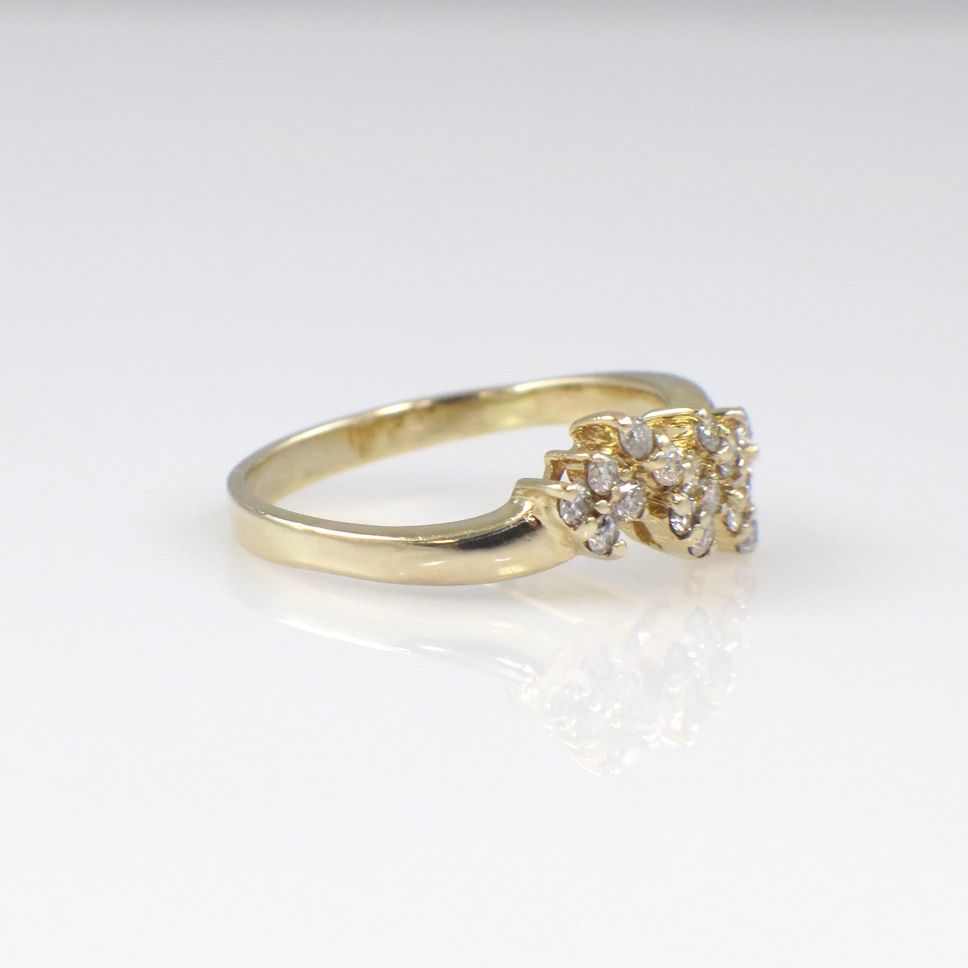 14K Yellow Gold Diamond Cluster Ring