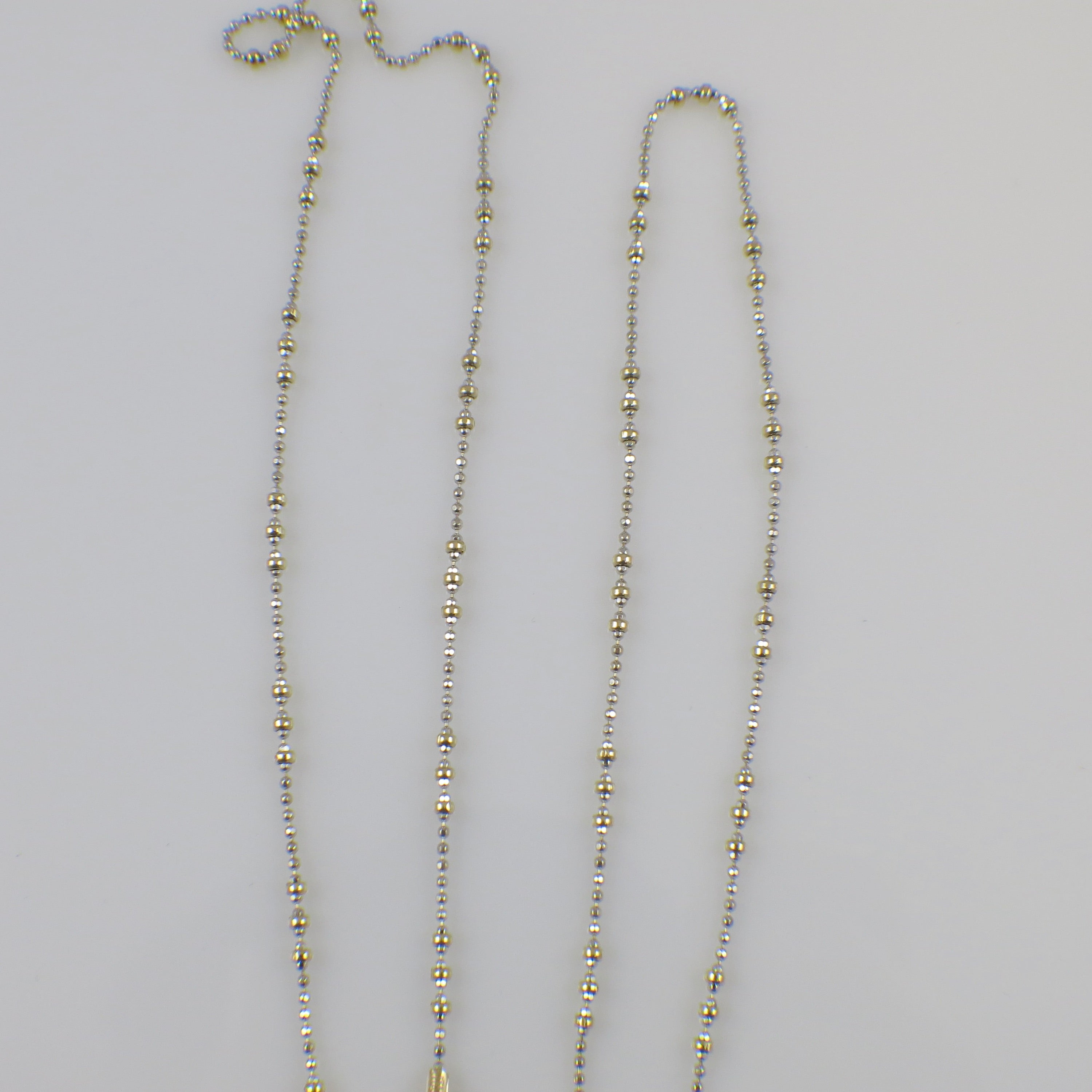 14K Two-Tone Gold Beaded Chain – 24 Inch 2mm Necklace