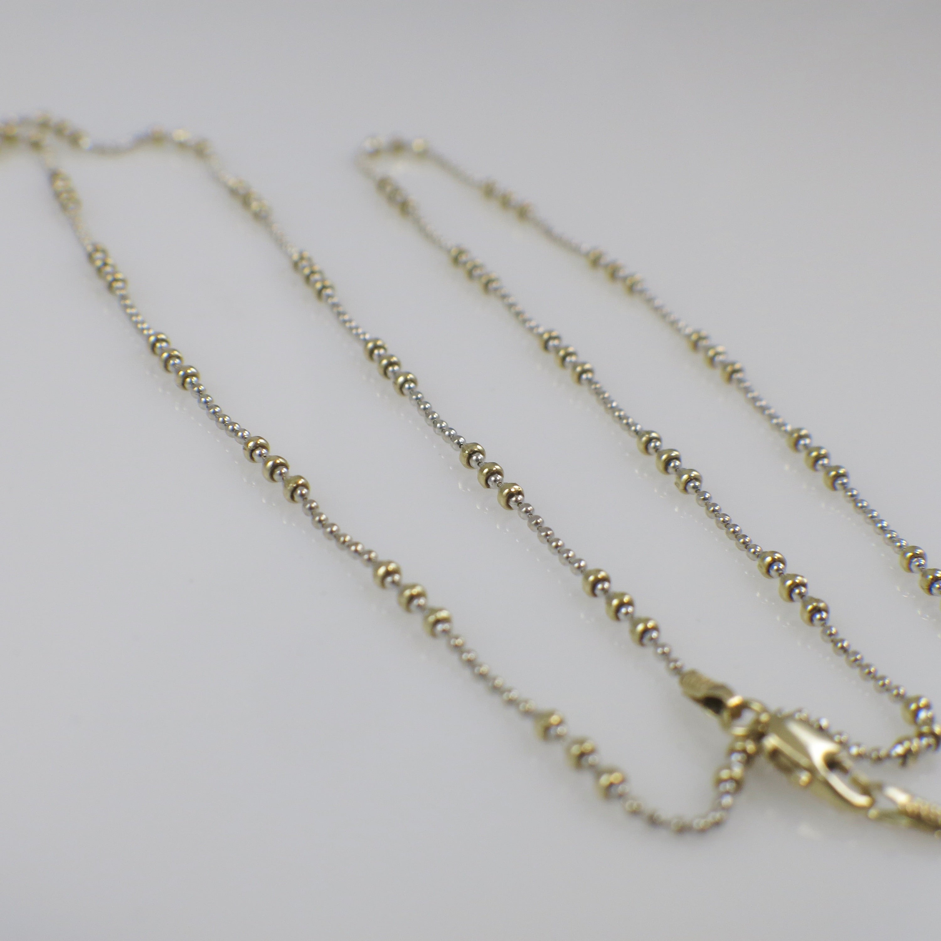 14K Two-Tone Gold Beaded Chain – 24 Inch 2mm Necklace