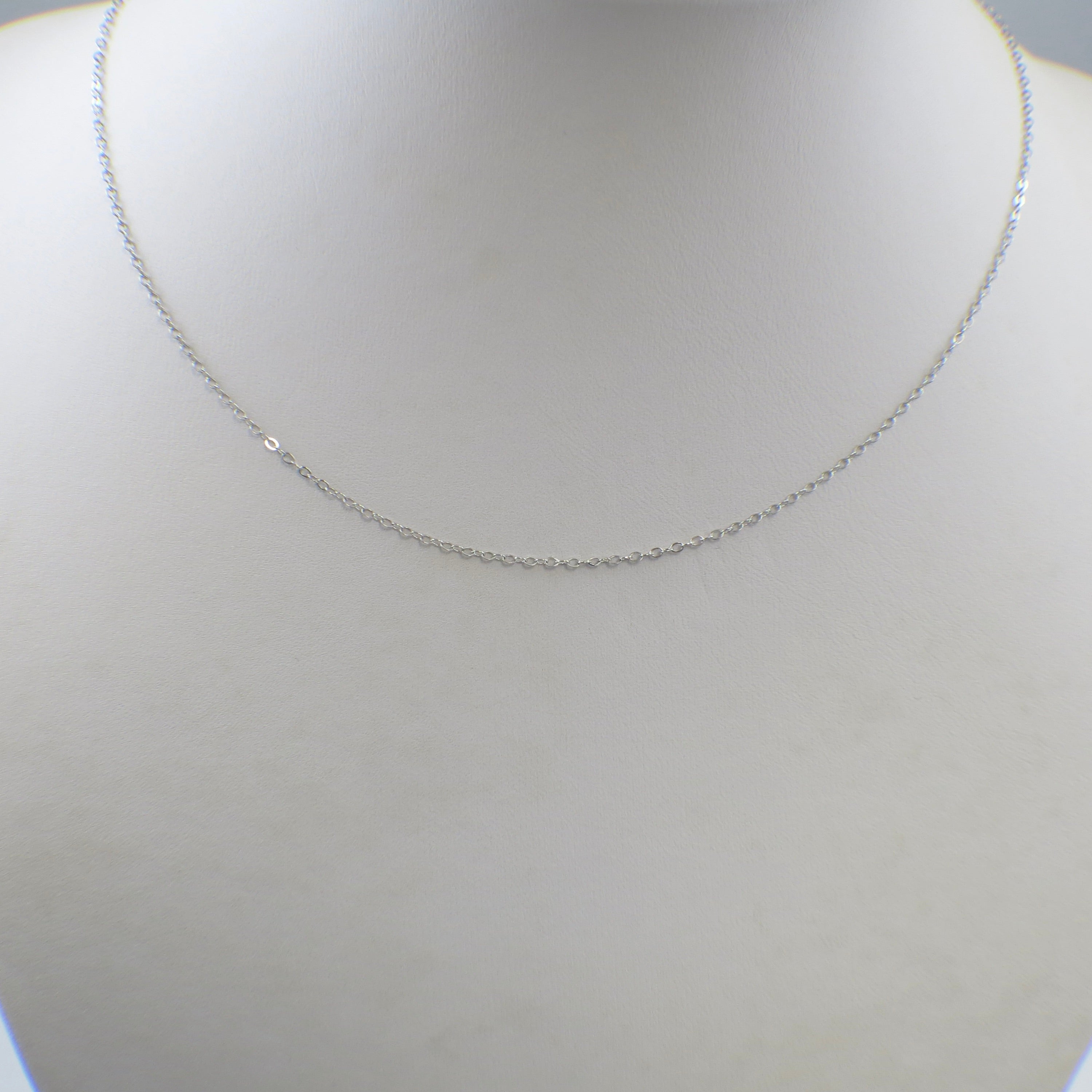 14K White Gold 1.2mm Cable Chain – 16 Inch Solid Gold Necklace