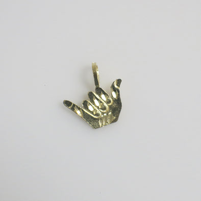 14K Yellow Gold Vintage Shaka Sign Charm – 1/2 Inch