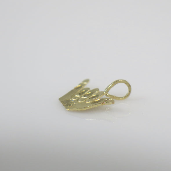 14K Yellow Gold Vintage Shaka Sign Charm – 1/2 Inch