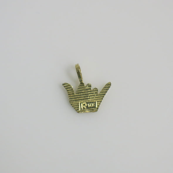 14K Yellow Gold Vintage Shaka Sign Charm – 1/2 Inch