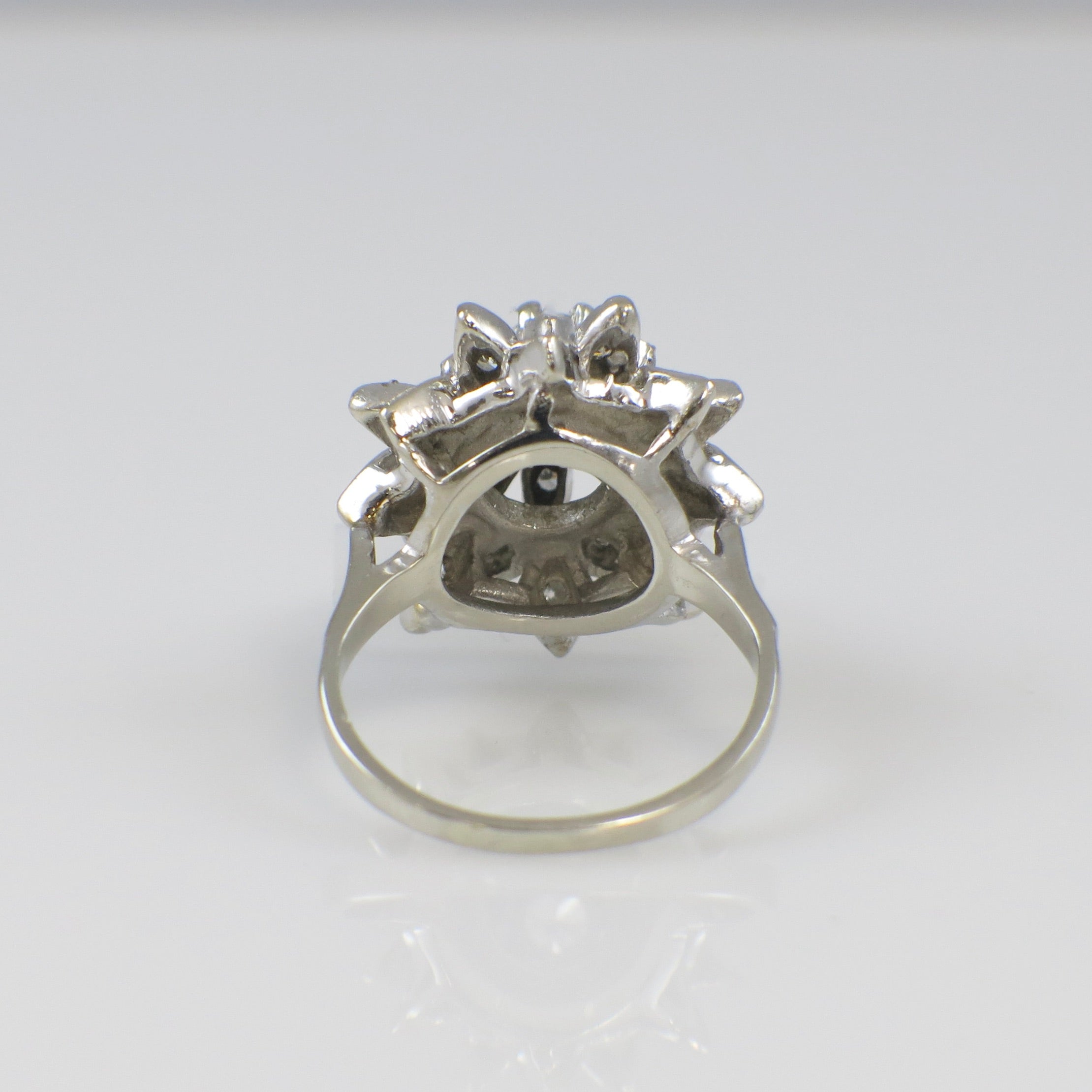 Vintage Princess Diamond Cluster Ring in 14K White Gold