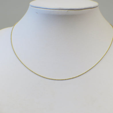 14K Yellow Gold Cable Chain Necklace – 16 Inch, .9MM, 1.1g