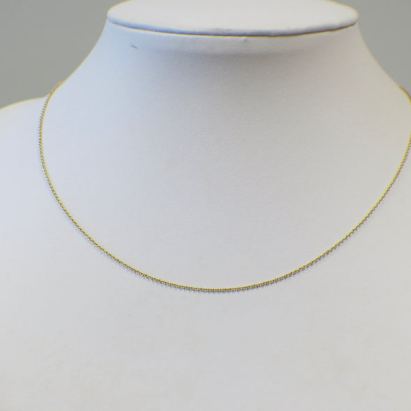 14K Yellow Gold Cable Chain Necklace – 16 Inch, .9MM, 1.1g