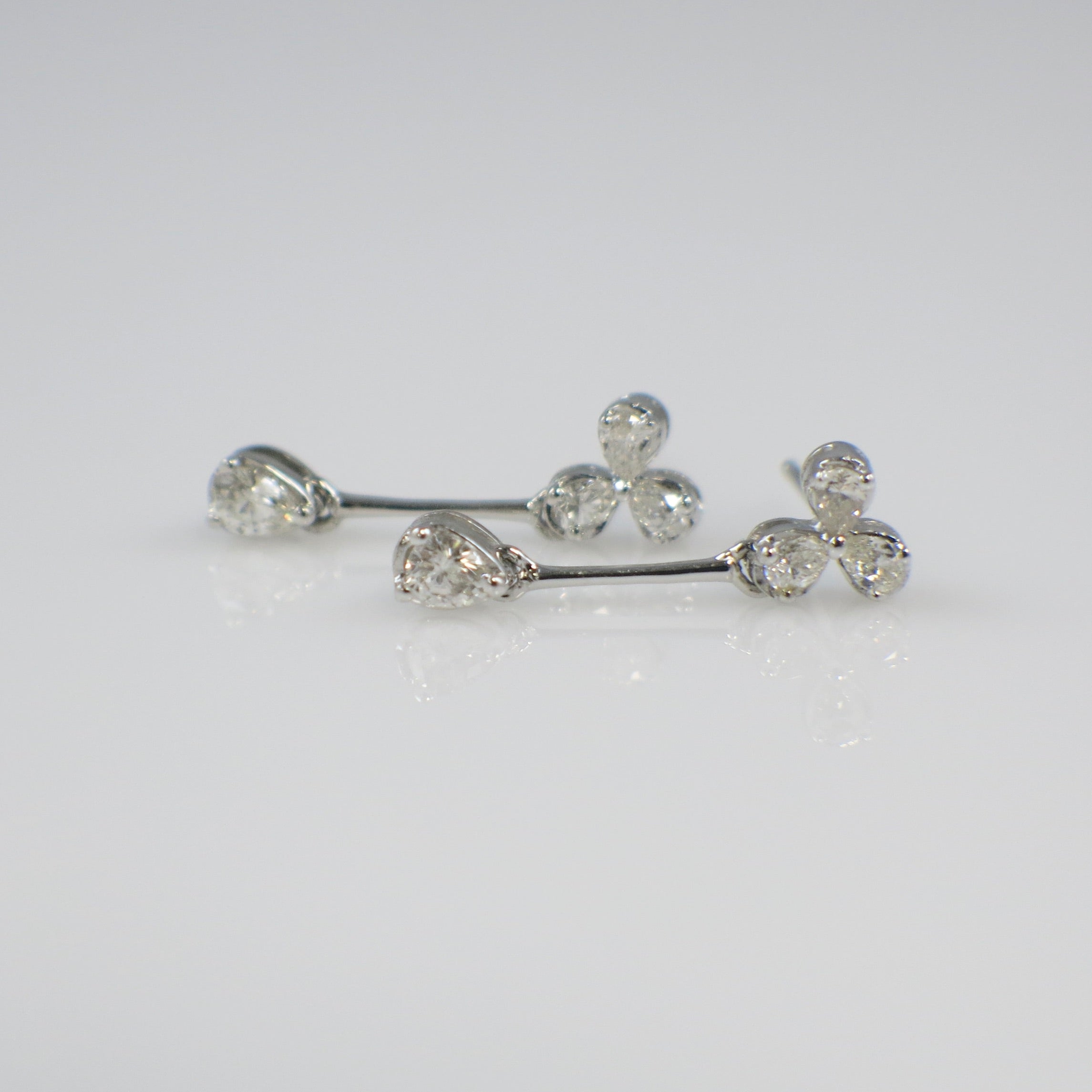 14K White Gold Diamond Drop Earrings (.54ctw Pear Cut SI2 G–H Diamonds, 3/4 Inch Dangle) - Black Market LLC