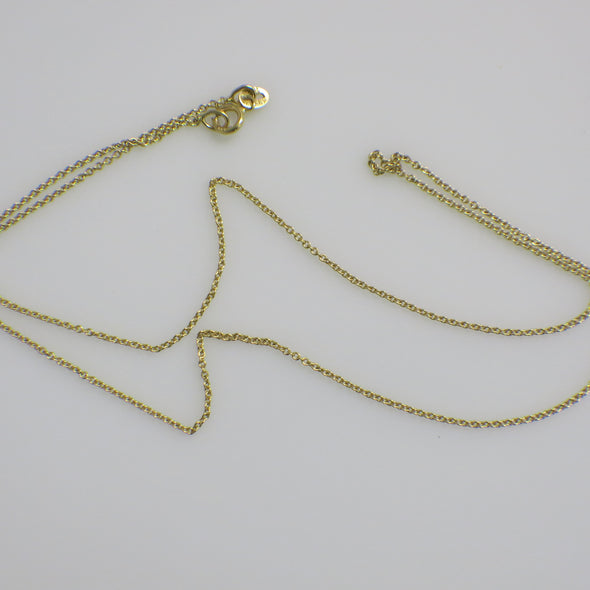 14K Yellow Gold Cable Chain Necklace – 16 Inch, .9MM, 1.1g