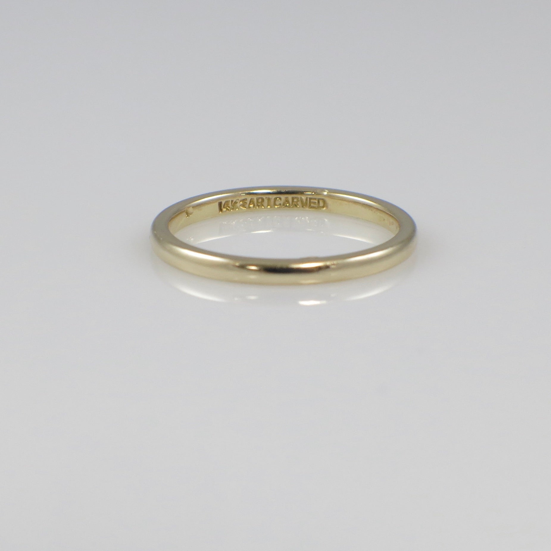 14K yellow gold wedding band, 1.6mm plain gold ring with smooth polished surface, classic design by Black Market LLC.