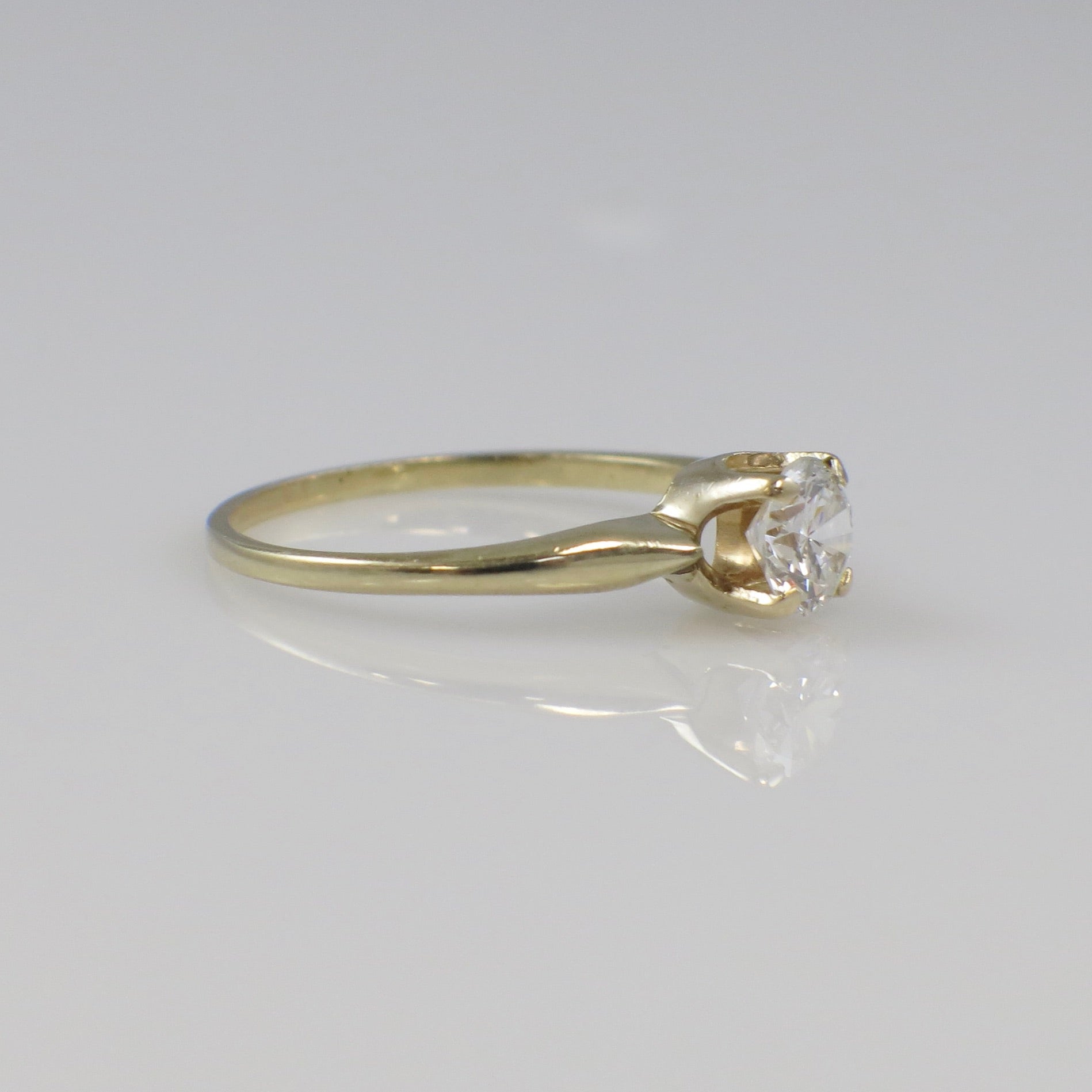 Vintage 14K Yellow Gold Ring with Newly Set Natural Diamond