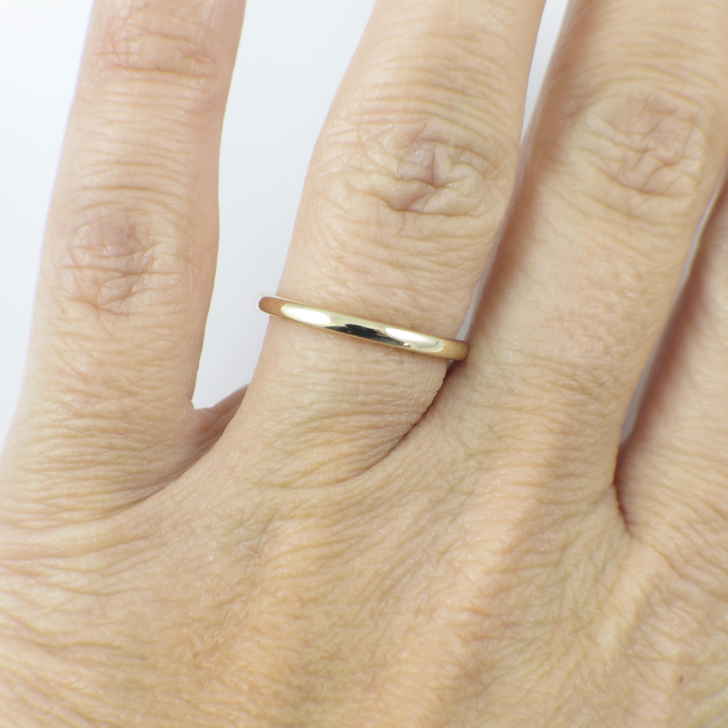 14K yellow gold wedding band, 1.6mm plain gold ring, classic and simple design by Black Market LLC.