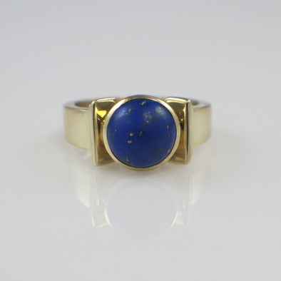 10K Yellow Gold Lapis Lazuli Ring – Vintage Statement Signet Ring Size 8