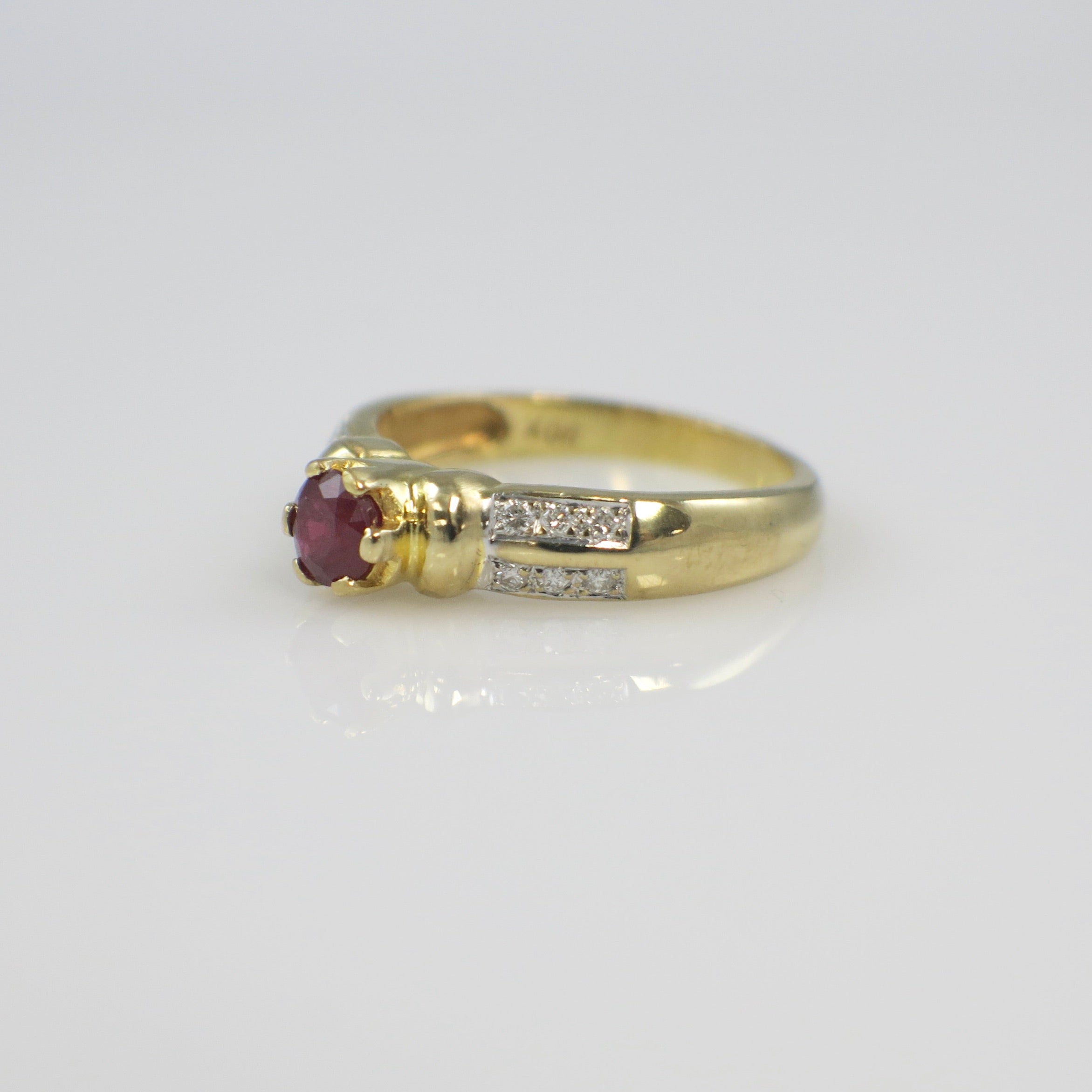 22K Yellow Gold Ruby and Diamond Ring – Natural Ruby with Diamond Accents, Size 6.25 - Black Market LLC