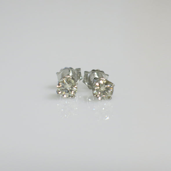 14K White Gold Diamond Stud Earrings – .50 CTW Round Brilliant