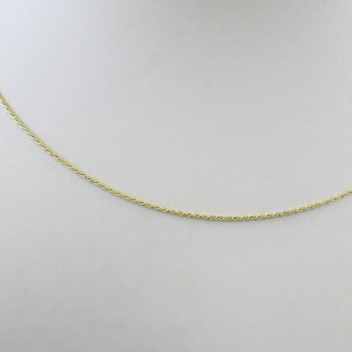 14K Yellow Gold Rope Chain Necklace – 18 Inch, 1mm Solid Gold Rope Link