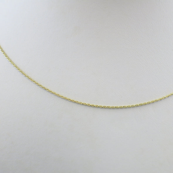 14K Yellow Gold Rope Chain Necklace – 18 Inch, 1mm Solid Gold Rope Link