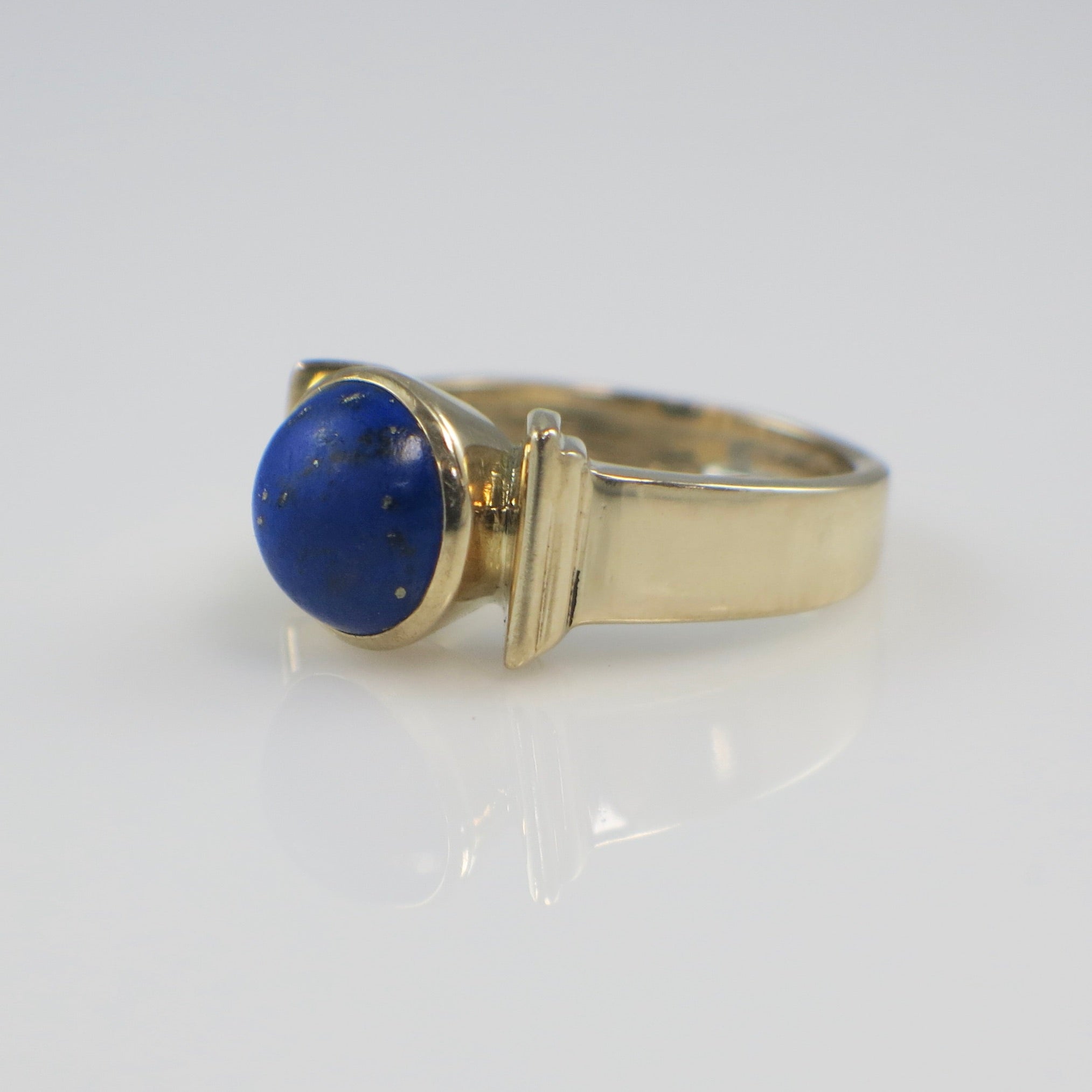 10K Yellow Gold Lapis Lazuli Ring – Vintage Statement Signet Ring Size 8 - Black Market LLC