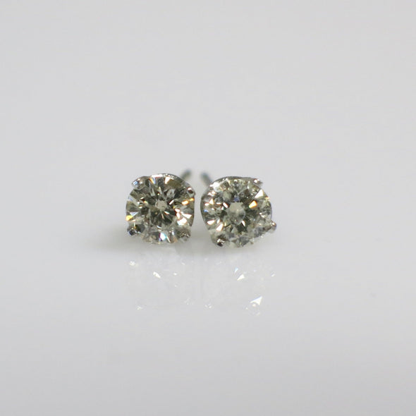 14K White Gold Diamond Stud Earrings – .50 CTW Round Brilliant