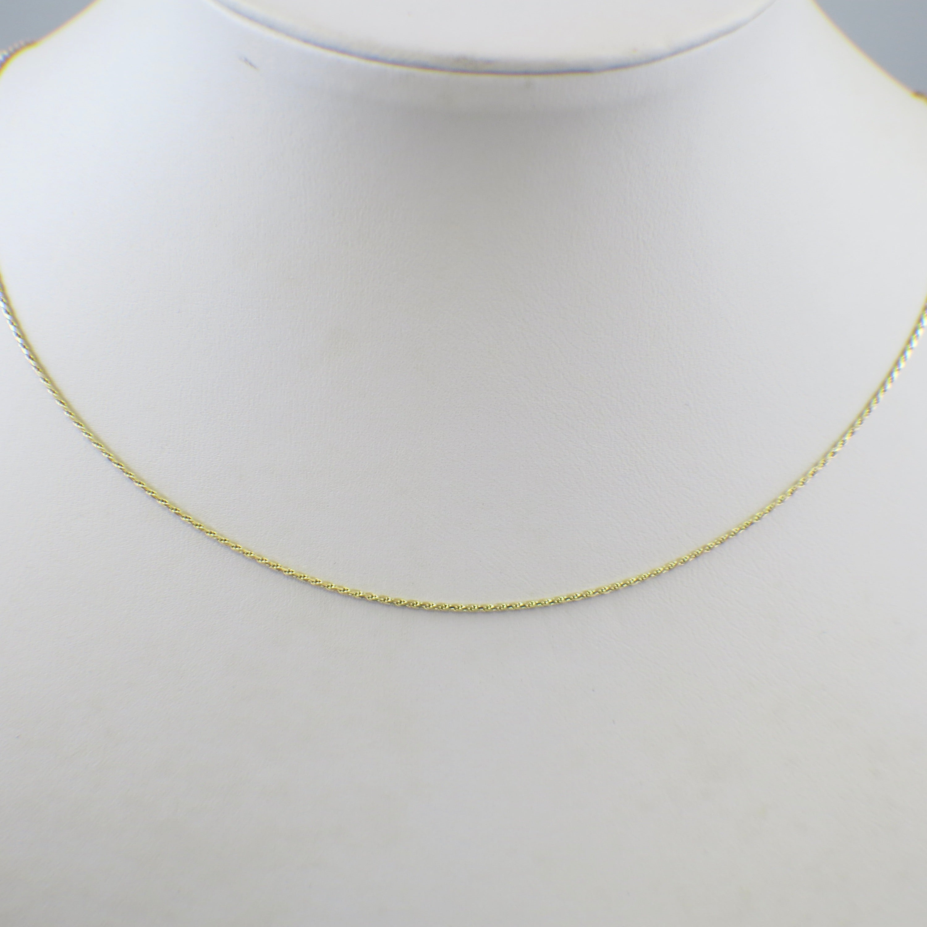 14K Yellow Gold Rope Chain Necklace – 18 Inch, 1mm Solid Gold Rope Link