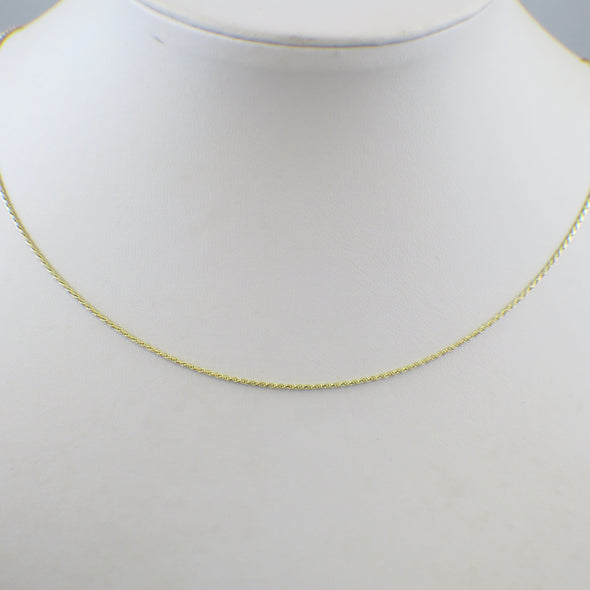 14K Yellow Gold Rope Chain Necklace – 18 Inch, 1mm Solid Gold Rope Link