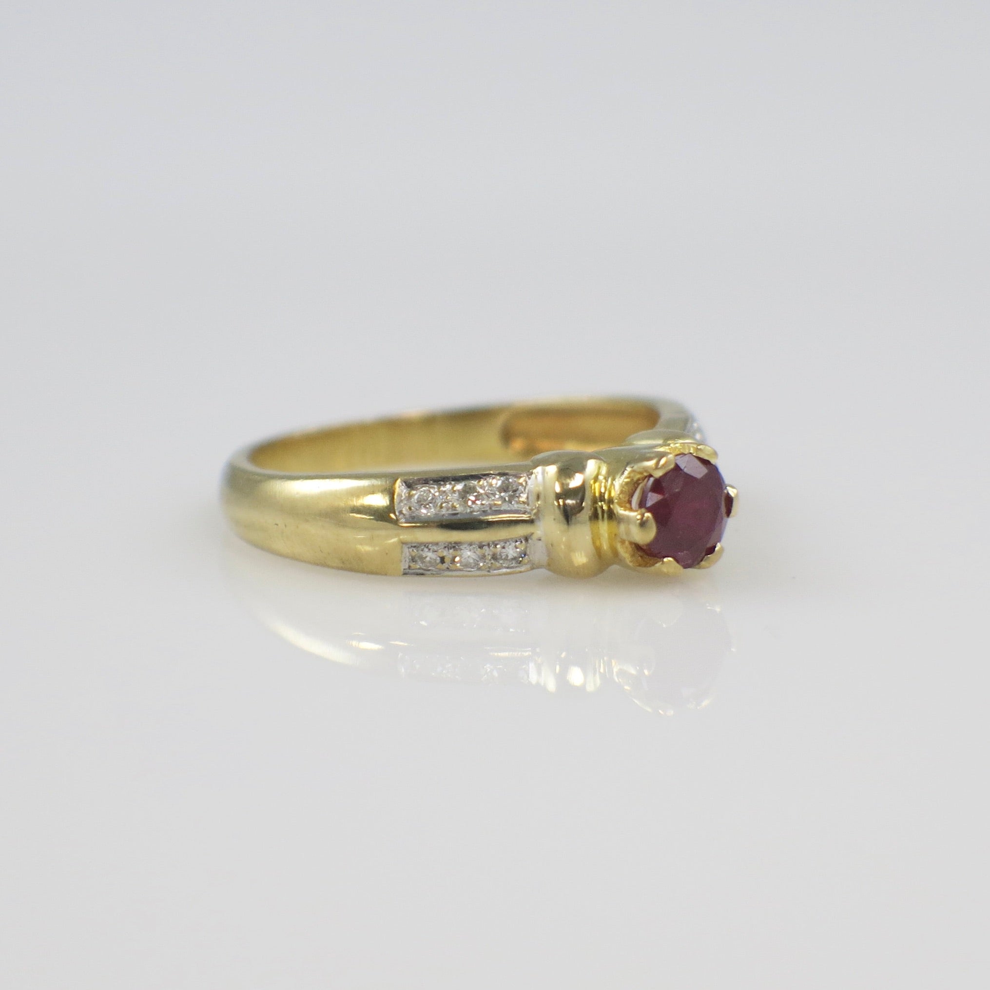 22K Yellow Gold Ruby and Diamond Ring – Natural Ruby with Diamond Accents, Size 6.25 - Black Market LLC