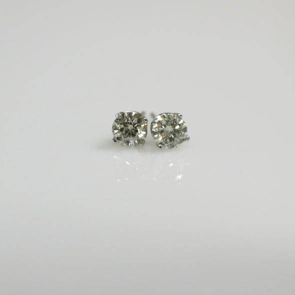 14K White Gold Diamond Stud Earrings – .50 CTW Round Brilliant